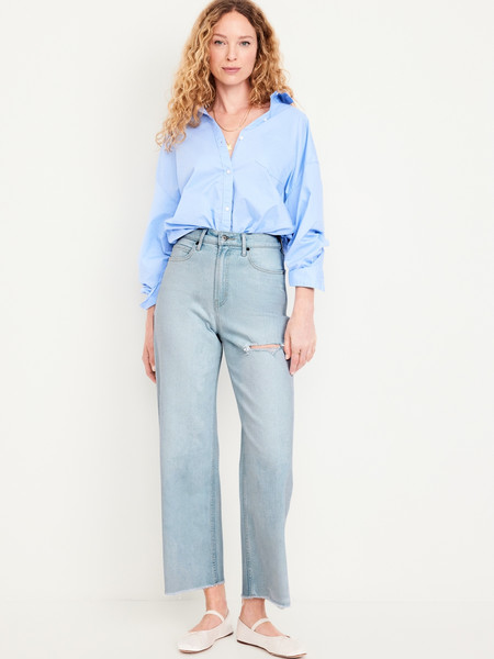 Extra High-Waisted Wide-Leg Crop Jeans | Old Navy (CA)