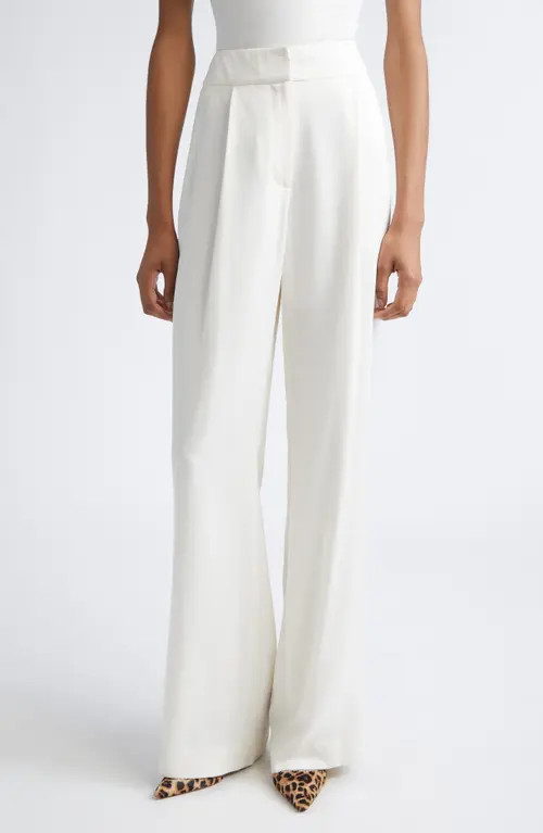 Veronica Beard Robinne Crepe Back Satin Wide Leg Pants in Dove at Nordstrom, Size 10 | Nordstrom