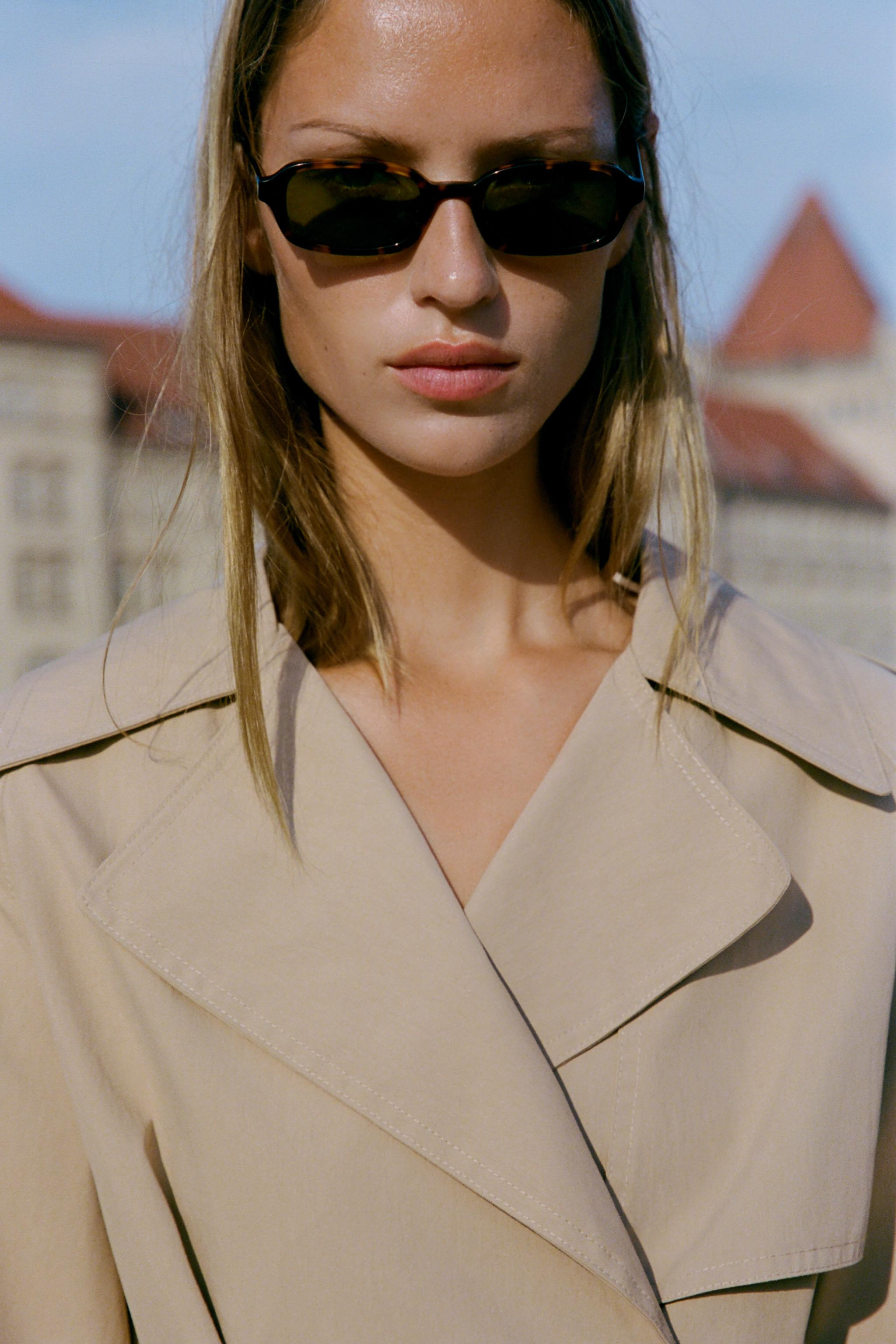 SHORT TRENCH JACKET WITH SHOULDER PADS AND BELT | Zara UK