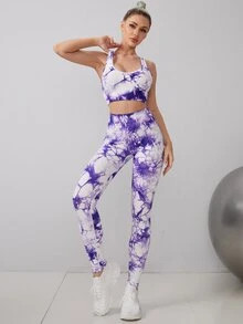 High Stretch Seamless Tie Dye Sports Set | SHEIN