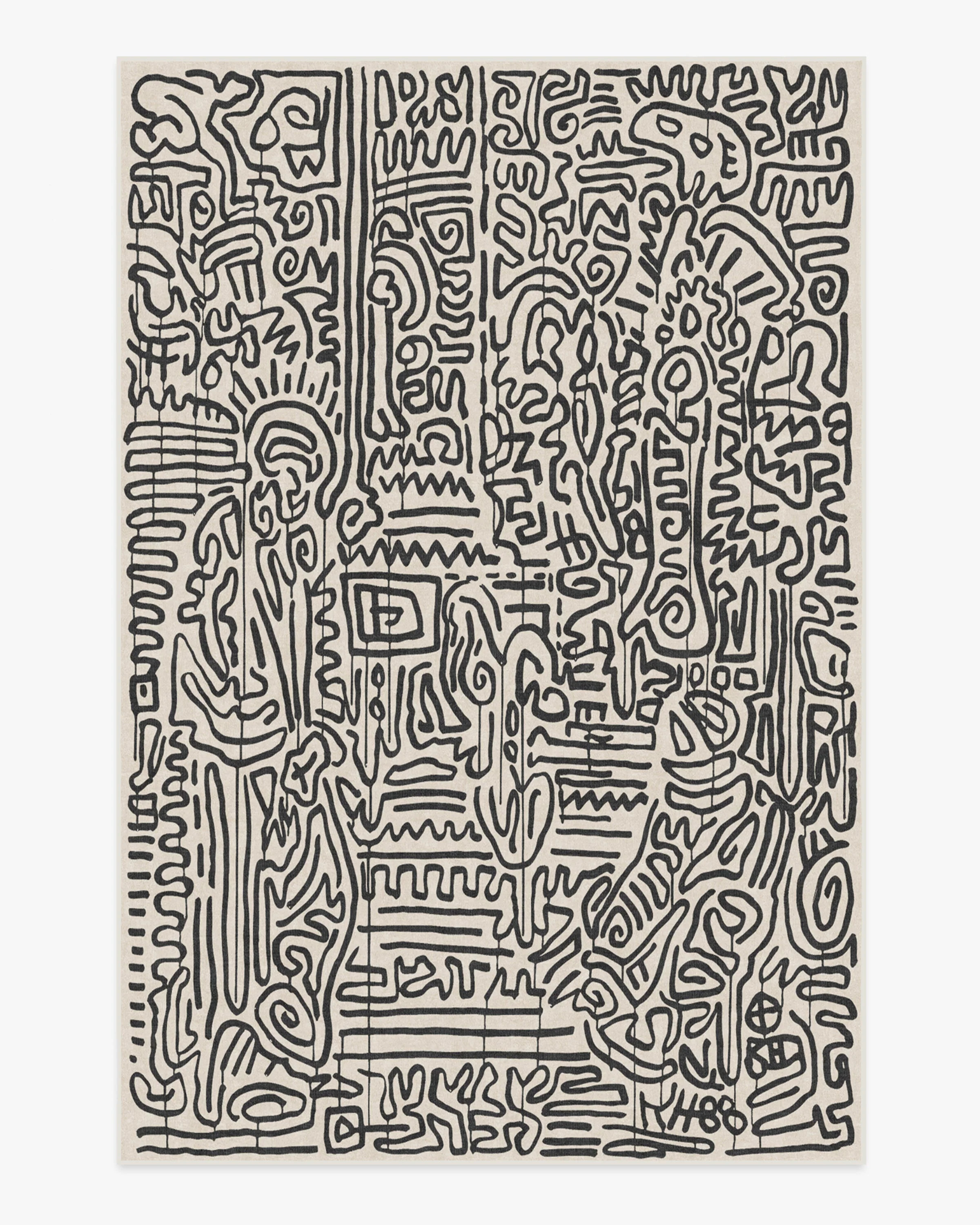 Keith Haring Freestyle Black & Ivory Tufted Rug | Ruggable | Ruggable