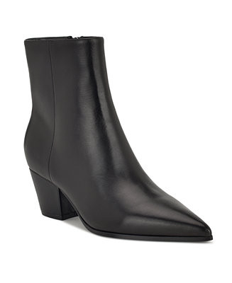 Women's Savie Leather Block Heel Booties | Macy's