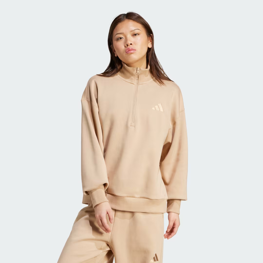 adidas ALL SZN Fleece Loose Quarter-Zip Sweatshirt Warm Sandstone S Womens | adidas (US)
