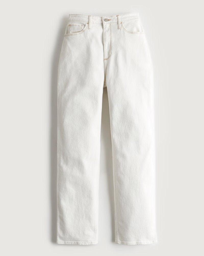 Girls Curvy Ultra High-Rise White Dad Jeans | Girls Bottoms | HollisterCo.com | Hollister (UK)