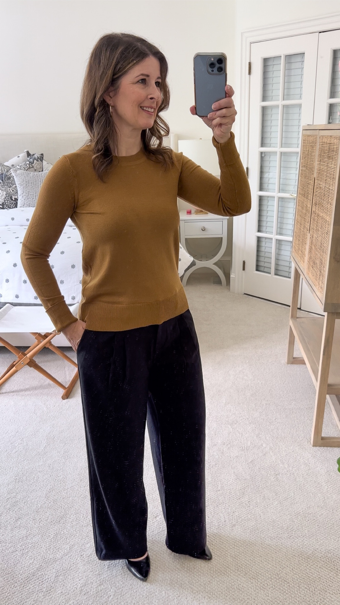 These black pants and this mustard sweater are the perfect comfy fall outfit from @walmartfashion. (#WalmartPartner) The sweater fits true to size and comes in other color options. The pants run big so size down if you’re in between sizes. My textured hoop earrings are also linked!  #walmartfashion 

Fall fashion, fall outfit, work outfit

#LTKSeasonal #LTKFind #LTKover40