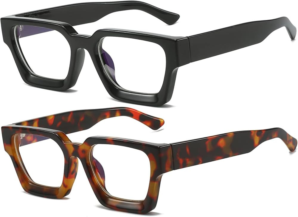 AIEYEZO Square Thick Frame Glasses for Women Men Fashion Blue Light Glasses Trendy Chic Computer ... | Amazon (US)