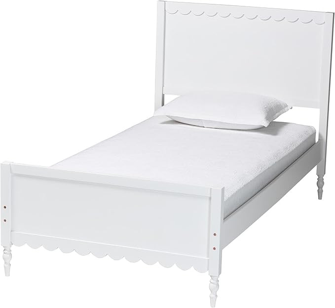 Baxton Studio Roni Modern White Wood Full Platform Bed with Scalloped Edges | Amazon (US)