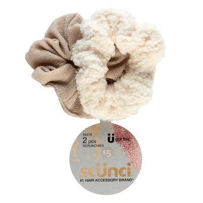 scunci Scrunchie - Taupe/Sherpa - 2pk | Target