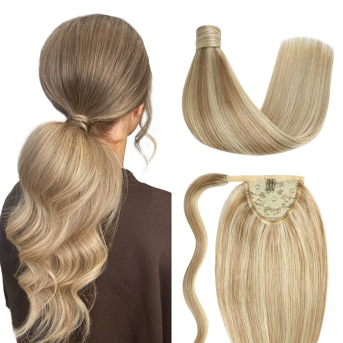 SUYYA Ponytail Human Hair Wrap Around Clip in Hair Piece Ponytail Extension Human Hair Straight H... | Amazon (US)
