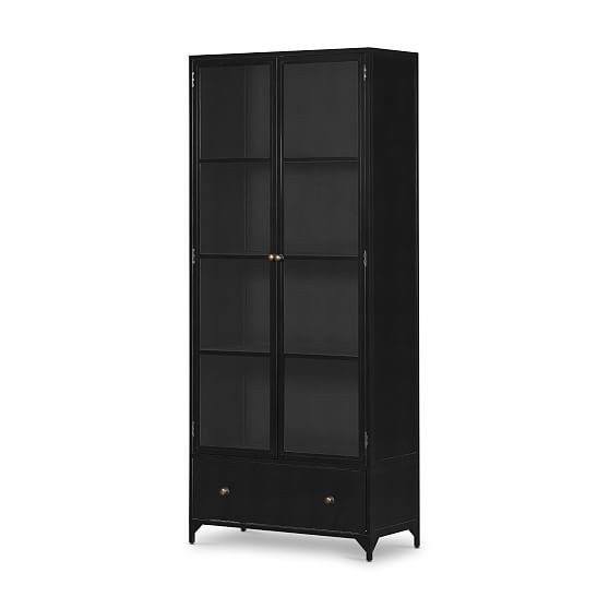 Shadow Box Cabinet, Tempered Glass, Iron, Black | West Elm (US)