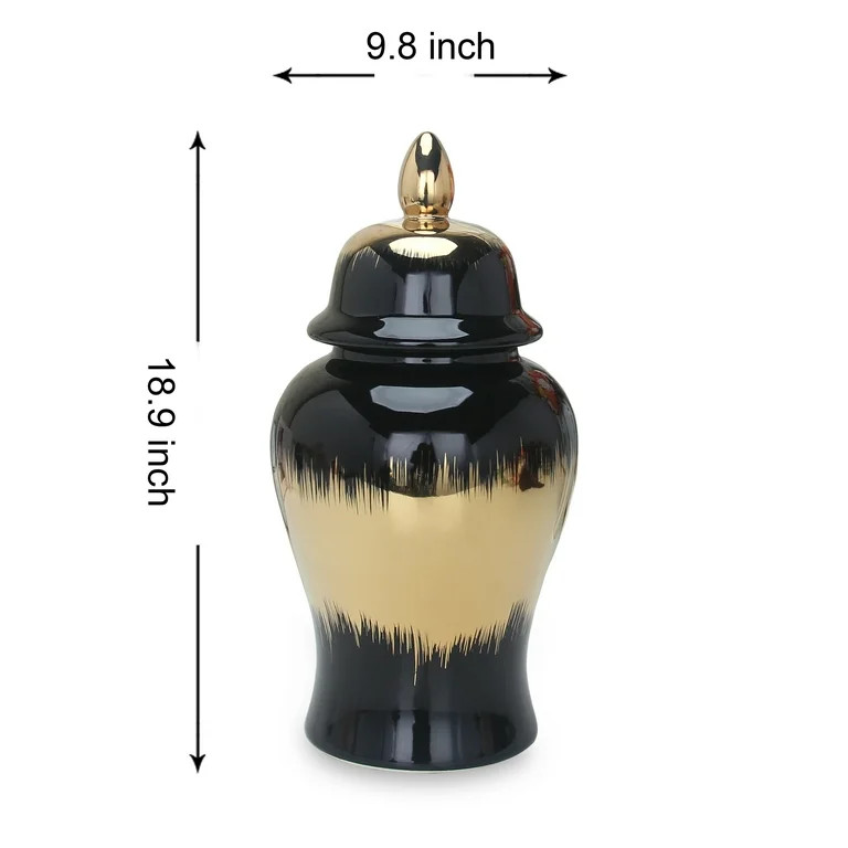 Regal Black Gilded 19" Ginger Jar with Removable Lid | Walmart (US)