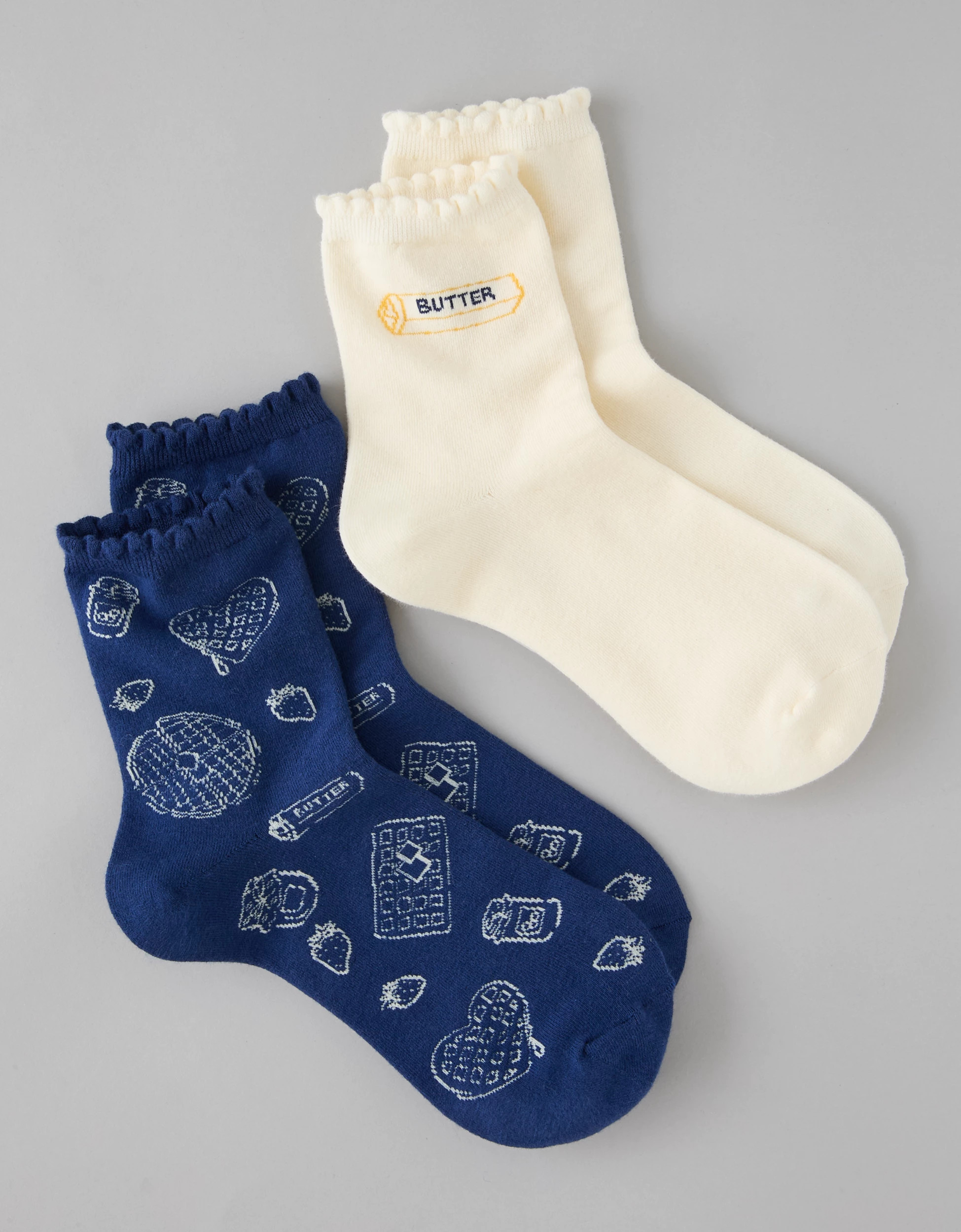 AE Graphic Cropped Crew Socks 2-Pack | American Eagle Outfitters (US & CA)