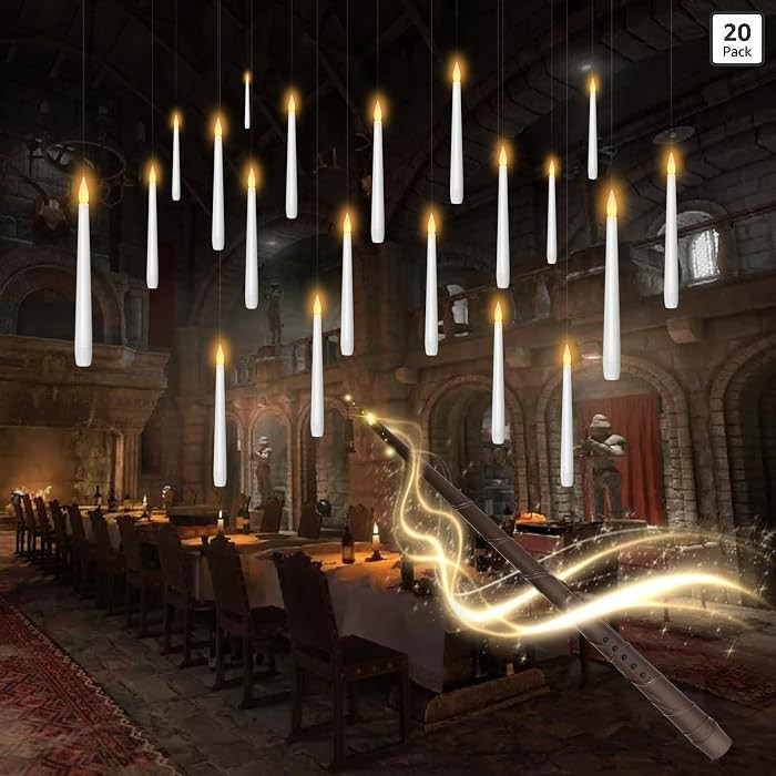 kakoya Flameless Floating Candles with Wand\uff0c20 Pcs Magic LED Hanging Taper Candles\uff0cFlic... | Amazon (US)