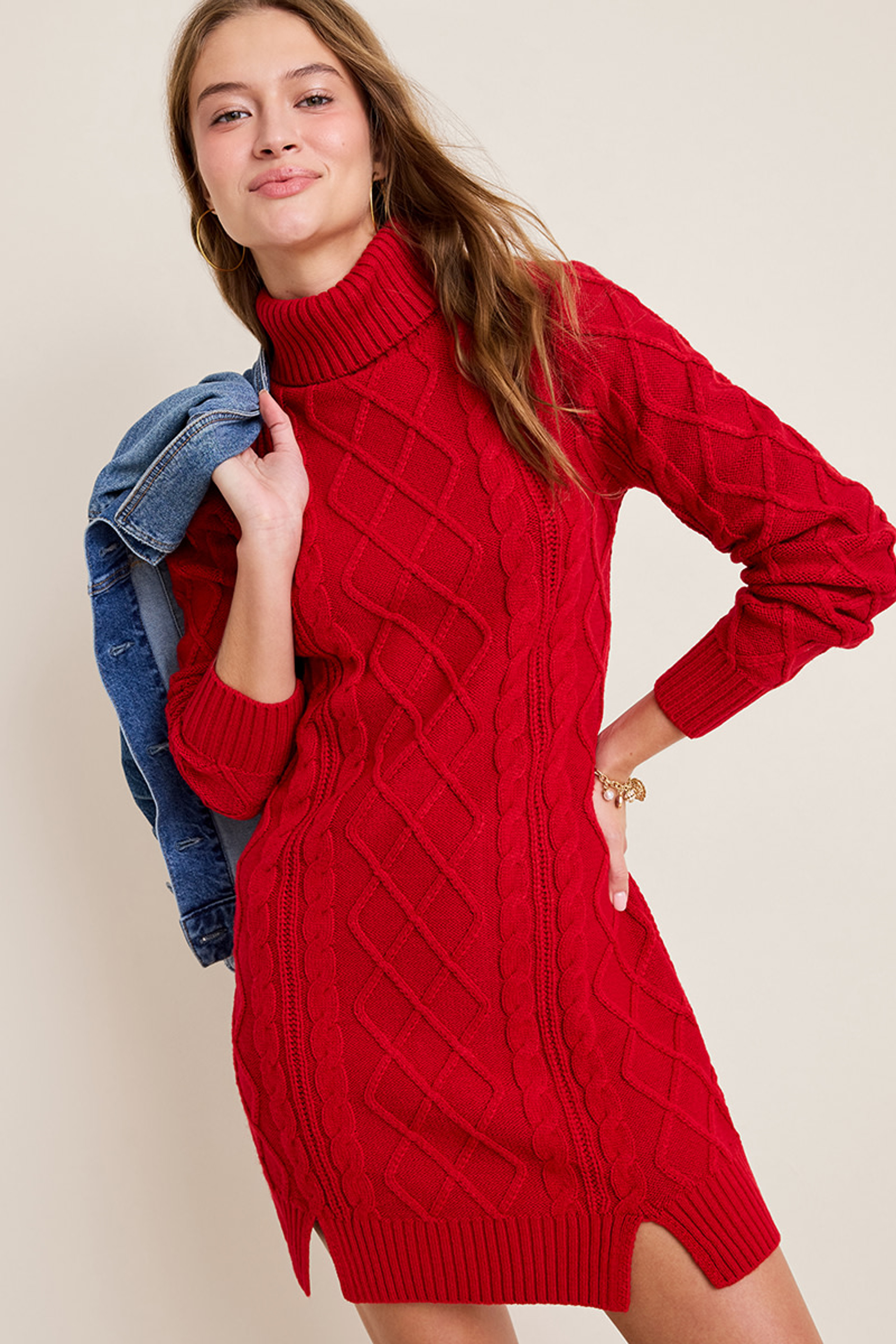 Gabrielle Turtle Neck Sweater Mini Dres | Francesca's