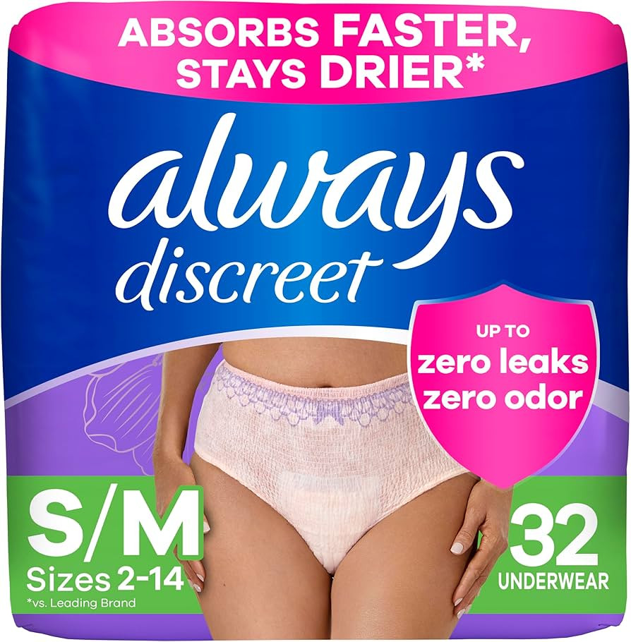 Always Discreet Adult Incontinence Underwear for Women and Postpartum Underwear, Small/Medium, Up... | Amazon (US)