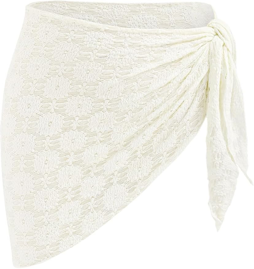 ZAFUL Sarong Coverups for Women Beach Vacation Fishnet See Thru Tie Side Bathing Suit Cover Up Mi... | Amazon (US)