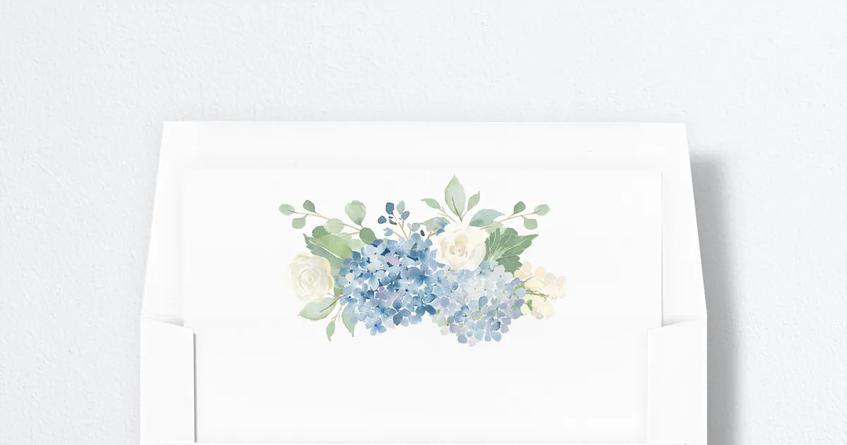 Elegant Hydrangea Standard Envelope Liners | The Knot 