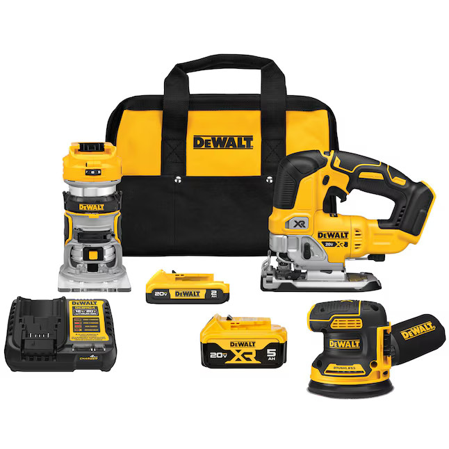 DEWALT 20V MAX XR 3-Tool Brushless Woodworking Power Tool Combo Kit with Soft Case (2-Batteries a... | Lowe's