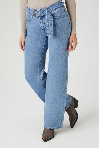 Belted High-Rise Mom Jeans | Forever 21