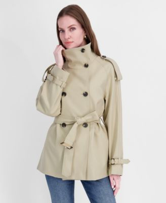 Tahari Women's Funnel-Neck Belted Trench Coat - LIGHT KHAKI | Macy's