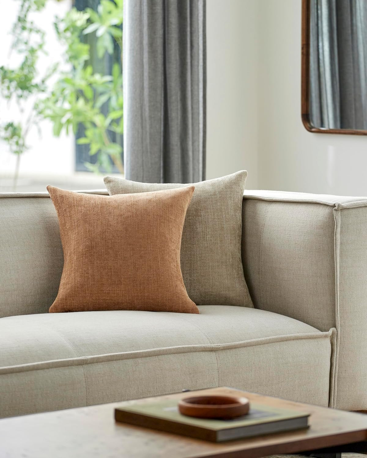 Livabliss Zunaira Modern Decorative Throw Pillow with Poly Insert, Camel, (18" x 18") | Amazon (US)