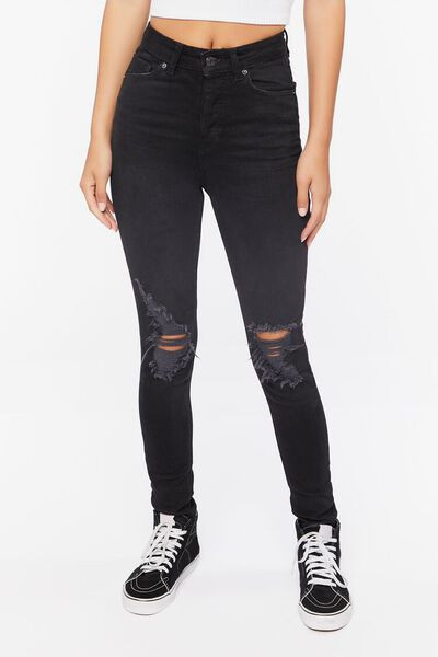 Recycled Cotton High-Rise Distressed Jeans | Forever 21 (US)