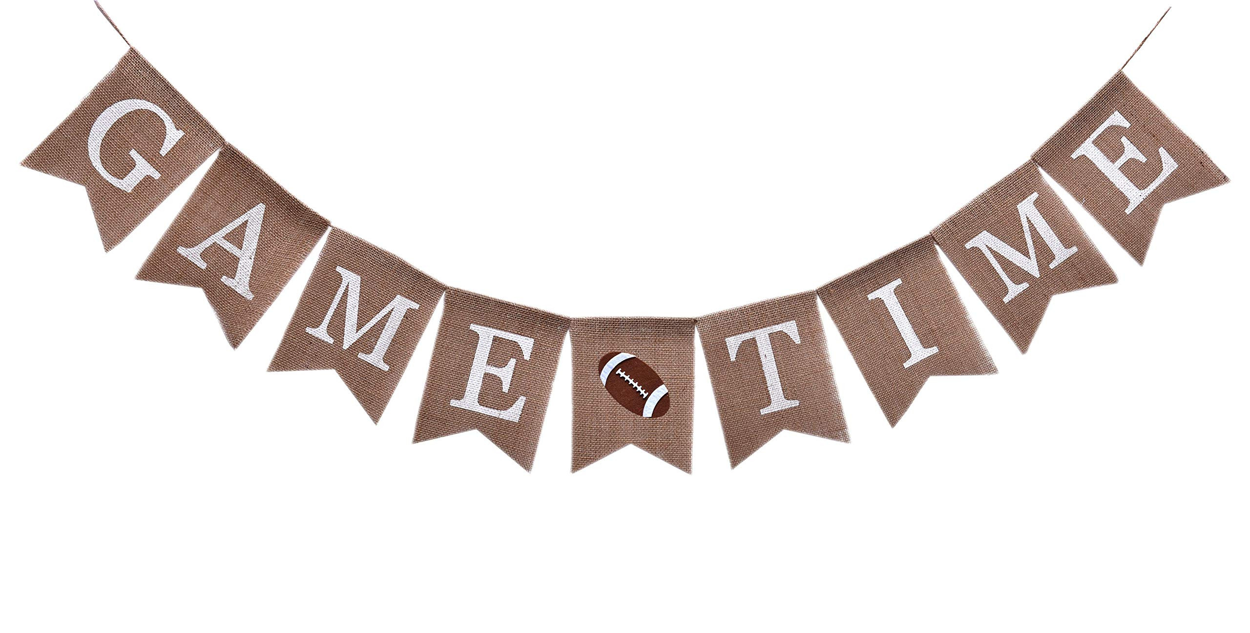 Sports Themed Birthday Supplies and Decorations,Rustic Football Game Time Burlap Banner for Boys | Amazon (US)