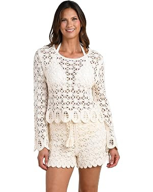 La Blanca Women's Long Sleeve Top with Crochet Edge | Amazon (US)
