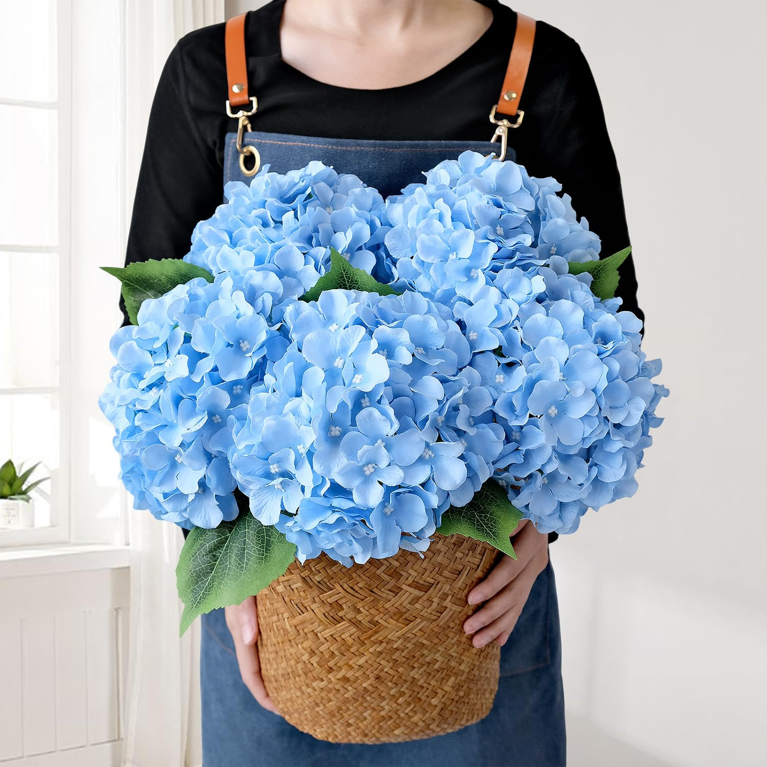 Blue Flowers Hydrangea Artificial Flowers, 5Pcs 20Inch Large Lifelike Silk Artificial Hydrangeas,... | Amazon (US)