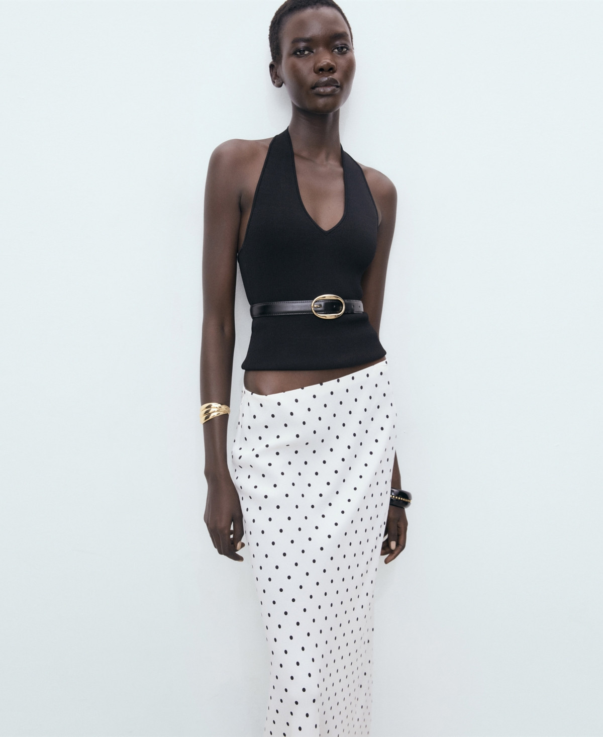 Mango Women's Long Polka Dot Skirt - Off White | Macy's