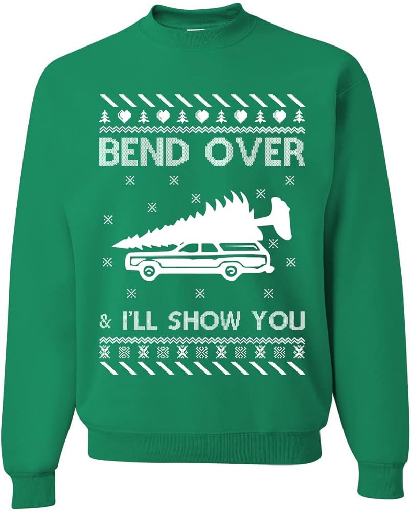 Wild Bobby Bend Over and I'll Show You Ugly Christmas Sweater Unisex Crewneck Sweatshirt | Amazon (US)