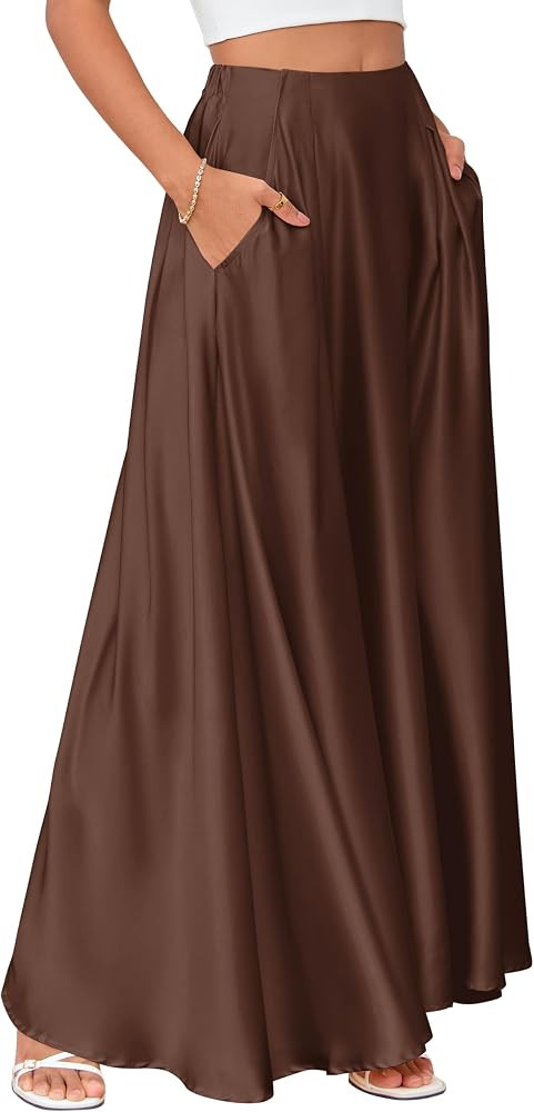 MAKABO Maxi Satin Skirts for Womens High Waisted Flowy Long A line Skirt Trendy for Office Holida... | Amazon (US)