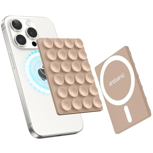 amBand Magnetic Suction Phone Mount Trendy Stocking Stuffers for Men Women Dad Mom Adults, Removable Brown Octo Cup Buddy Sticky Holder for Hands-Free Selfie/Video, Milk Tea | Amazon (US)