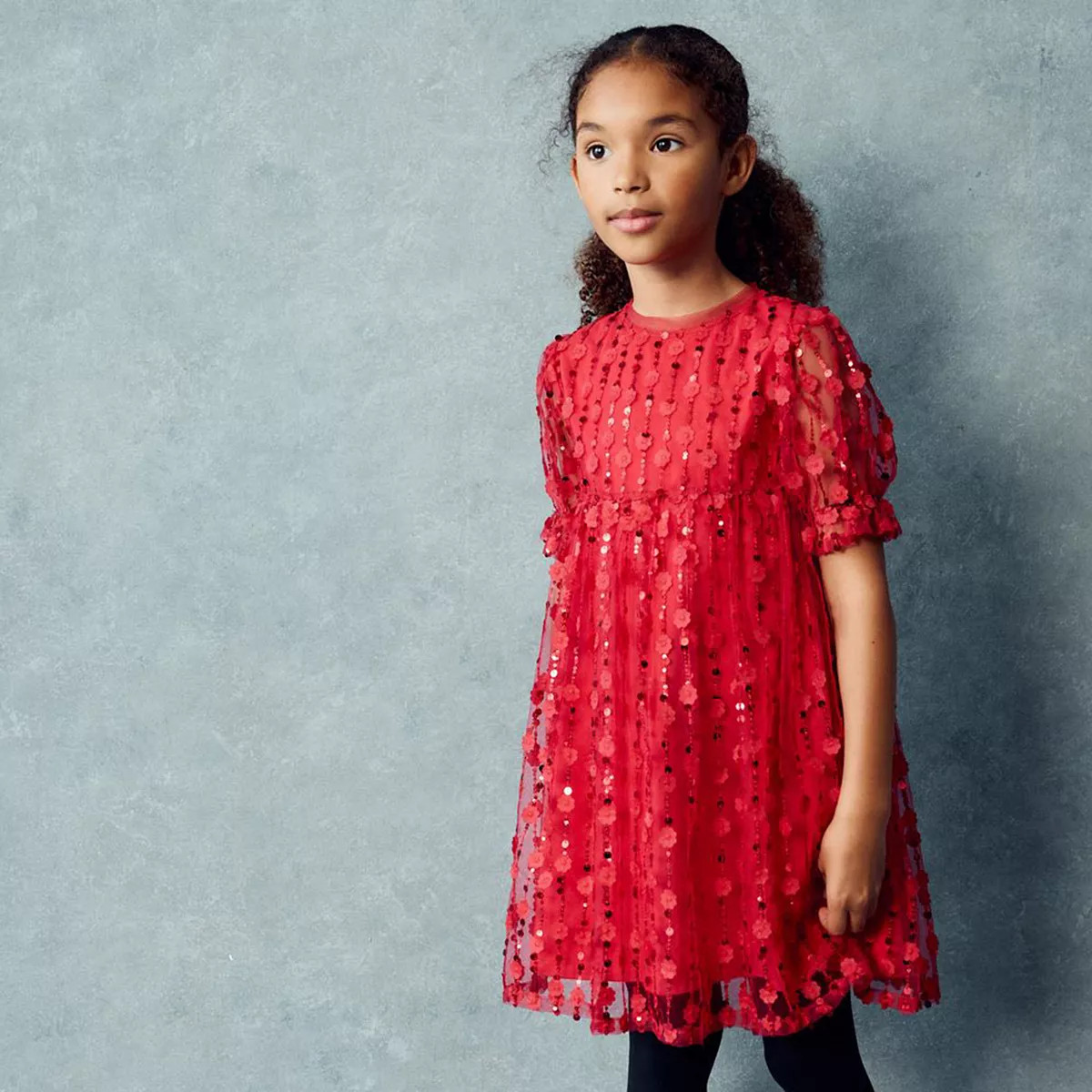 Girls 4-12 NEXT Red Sequin Floral Dress | Kohl's
