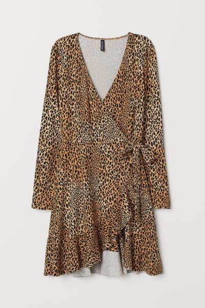 Wrap Dress - Beige/leopard print -  | H&M US | H&M (US + CA)