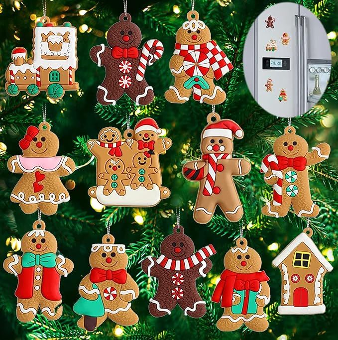 Gingerbread Christmas Decor, 12 pcs Gingerbread Man Christmas Ornaments for Christmas Tree Decora... | Amazon (US)