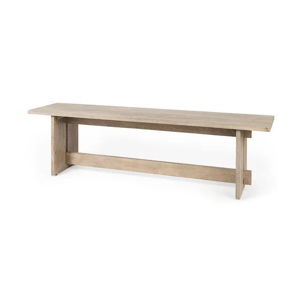 Aida Grey Brown Solid Wood Dining Bench - Overstock - 34173298 | Bed Bath & Beyond