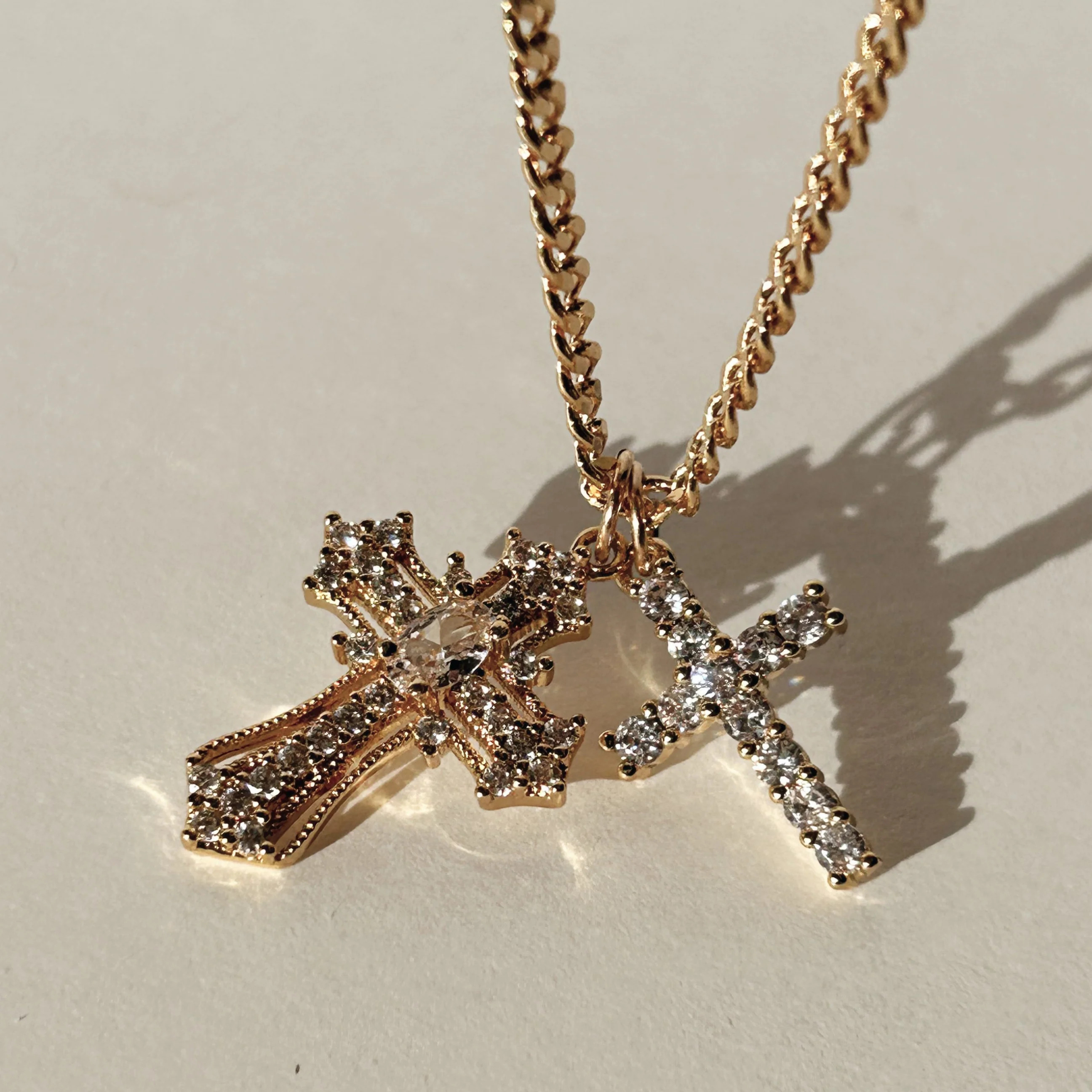 Glory CZ Double Cross Necklace | Truly Blessed Jewels