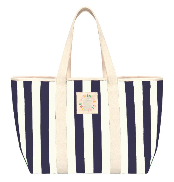 Striped Canvas Tote navy stripe | Strand the Boutique