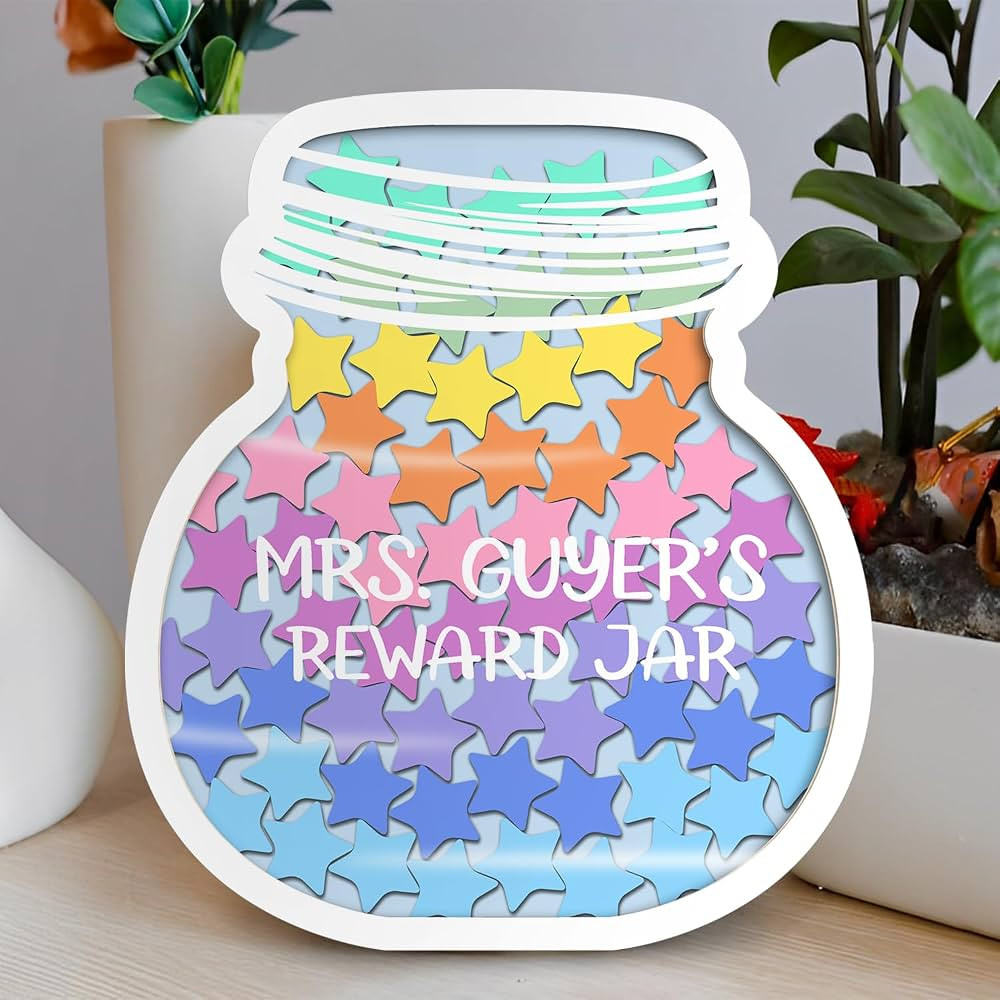 Personalized Pastel Stars Magnetic Reward Jar for Students, Bulletin Board Chart Lovely Potty Tra... | Amazon (US)
