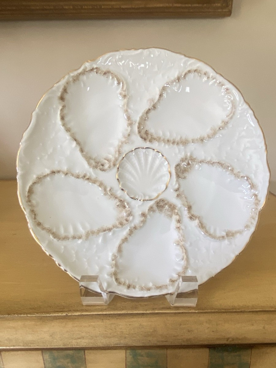 Antique Weimar Porcelain Oyster Plate 8.25 Germany Brown Specks 5 well | eBay US