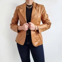 Vintage Tan Brown Western Leather Jacket | Ladies Laced Country Style Blazer Small | Etsy (US)