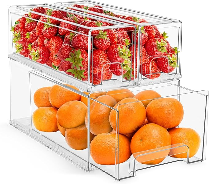 Sorbus Fridge Drawers - Clear Stackable Pull Out Refrigerator Organizer Bins - Food Storage Conta... | Amazon (US)