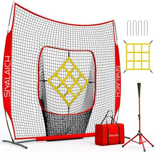 Portable Baseball Net & Softball Net 7 ftx7 ft,Baseball & Softball Tee and Net,Pitching,Batting N... | Amazon (US)