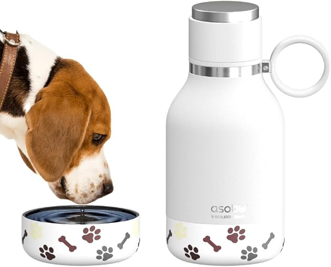 Asobu Dog Bowl Attached to Stainless Steel Insulated Travel Bottle for Human 37oz/1.1 Liter (Whit... | Amazon (US)