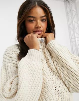 Topshop chunky cropped sweater in ivory | ASOS (Global)