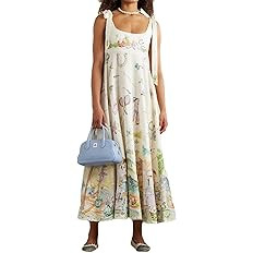 Qikaka Women's Sleeveless Lace Up Bandage Printed A-Line Sexy Nightclub Party Beach Dress | Amazon (US)