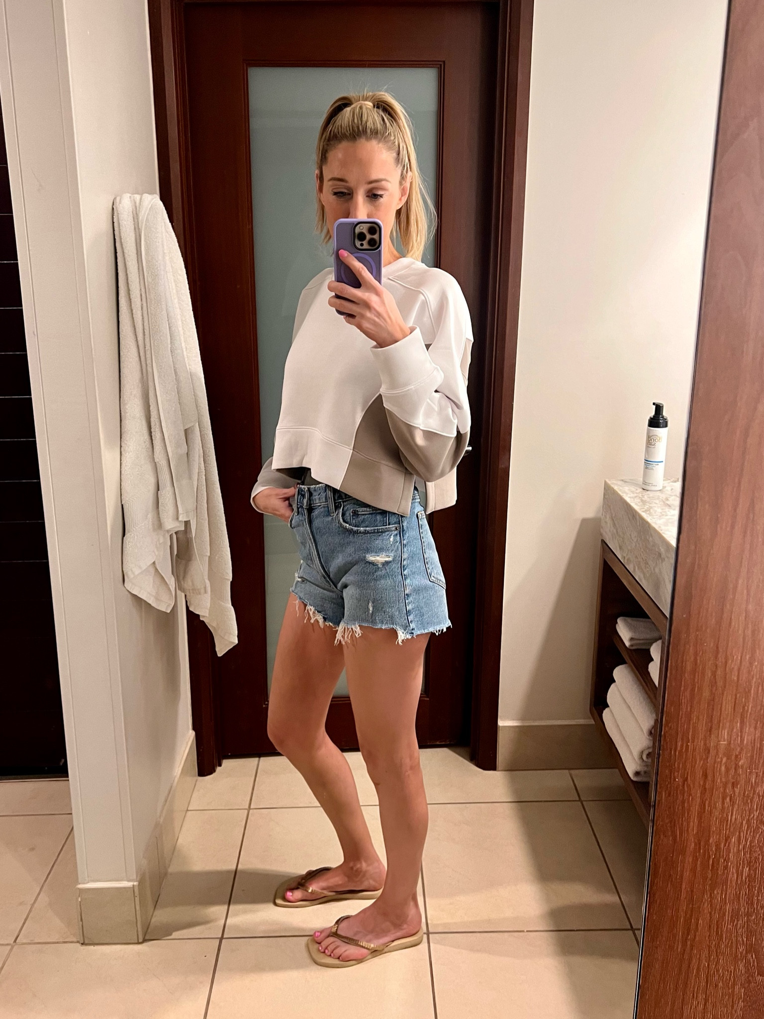 Best shorts and this sweatshirt is athletic lightweight fabric! Obsessed! Last day of Abercrombie LTK sale!