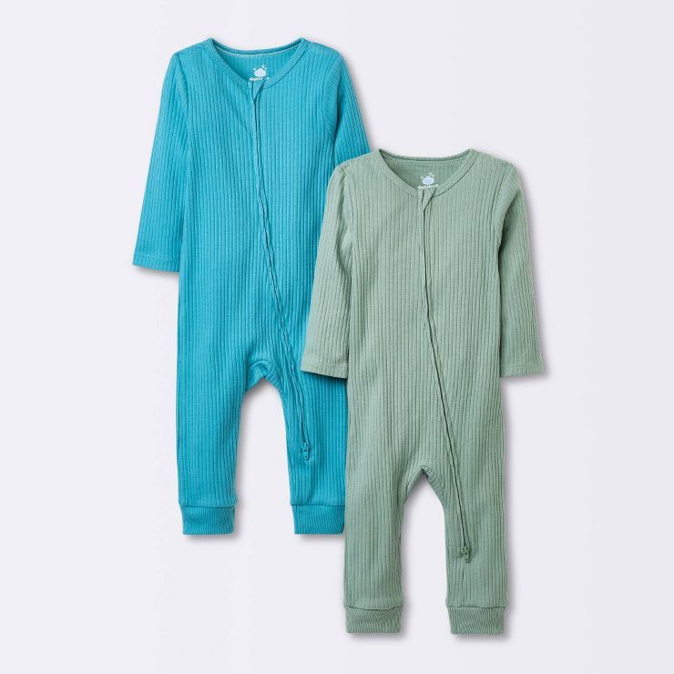 Baby 2pk Basic Easter Wide Rib Romper - Cloud Island™ Green | Target