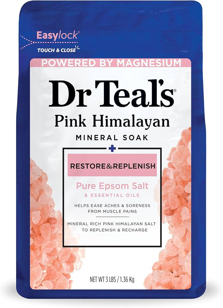 Dr Teal's Epsom Salt Magnesium Soak, Restore & Replenish with Pink Himalayan Salt, 3 lbs | Amazon (US)